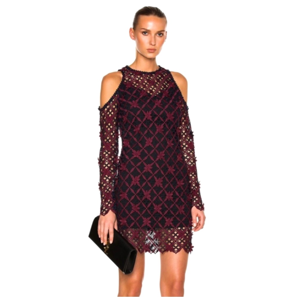 New Self-Portrait Revolve Cold-Shoulder Mini Dress